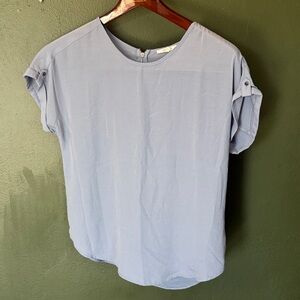 Maurices Soft Blue Rolled Sleeve Blouse